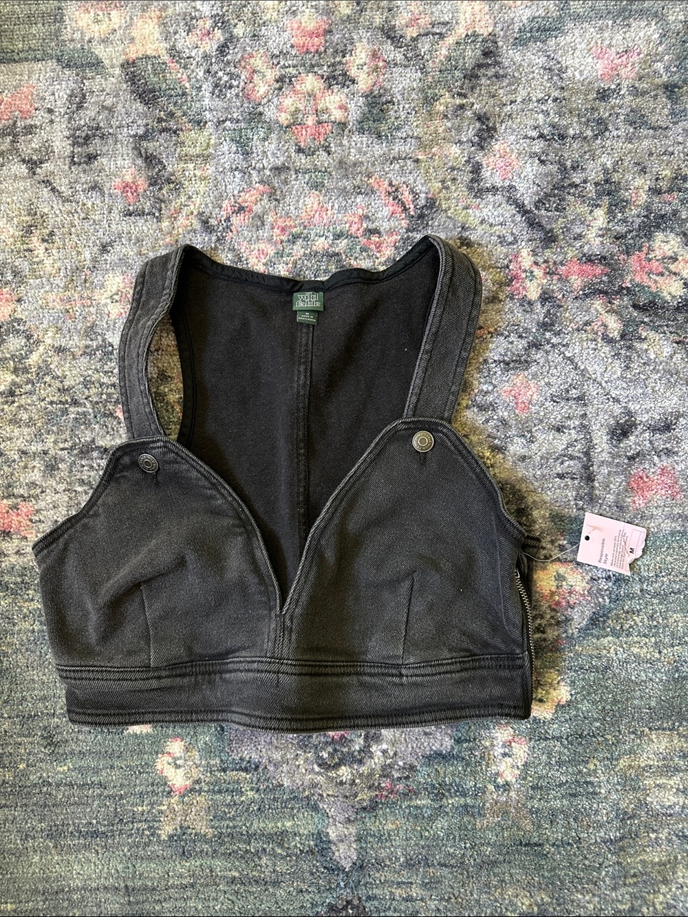 wild fable Black Cropped Denim Corset Tank Size Women’s Medium NWT